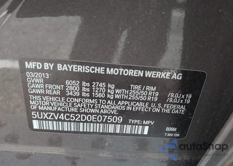 2013 BMW X5 xDrive35I/xDrive35I Premium/xDrive35I Sport Activity from USA, damaged, VIN 5UXZV4C52D0E07509